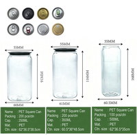 Boîtes de conserve en plastique pour sodas, boîtes de boisson en plastique PET transparentes, boîtes de boisson en plastique vides avec logo personnalisé et couvercle facile à ouvrir en aluminium pour jus