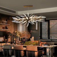Lustre de salle à manger en laiton et verre de Murano fait main, suspension moderne LED, luminaire floral pour villa, lampe de plafond suspendue