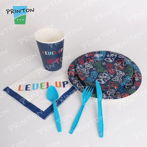 Ensemble d'assiettes et de serviettes de table jetables avec logo personnalisé Ensembles de décoration pour fête d'<span class=keywords><strong>anniversaire</strong></span> d'enfants heureux - Product Image 6