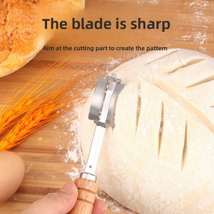 Couteau à grigner le <span class=keywords><strong>pain</strong></span> en acier inoxydable 304, outil de boulangerie, manche en bois, diviseur de pâte, lame à baguette, coupe-<span class=keywords><strong>pain</strong></span> modèle <span class=keywords><strong>A</strong></span>-001 - Product Image 4