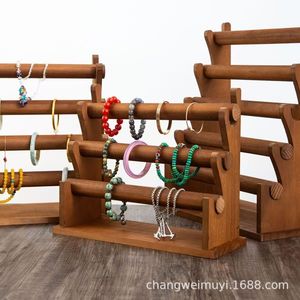 Solid Wood Bracelet Rack 4 Tier Jewelry Display <b>Stand</b> For Hair Ties Beads Storage Organizer - Product Image 3