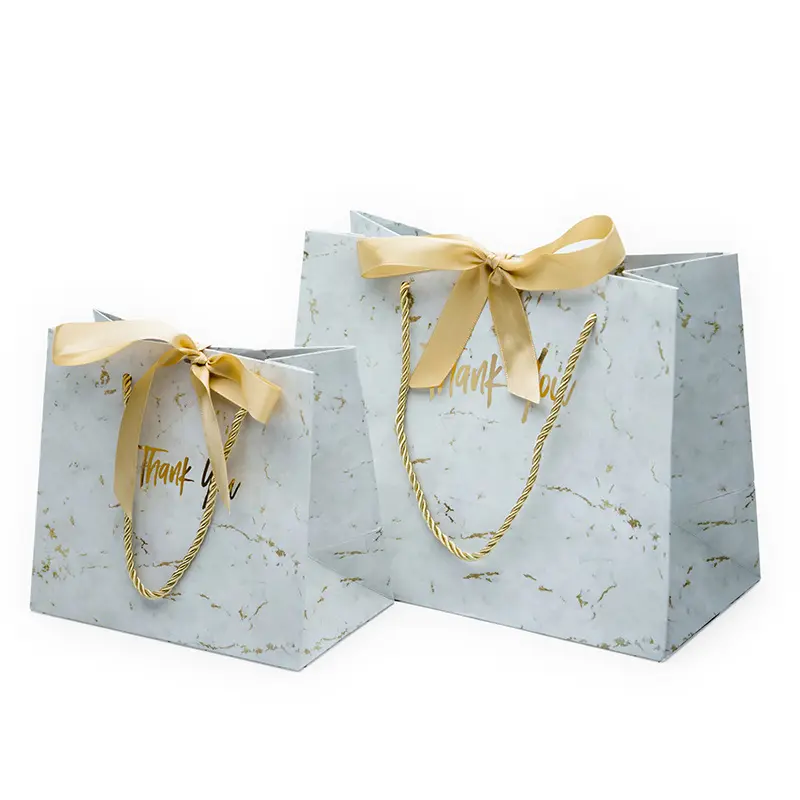 Custom Fashion Luxury screen printing logo Shopping Packaging Paper Gift Bag With Ribbon Handles