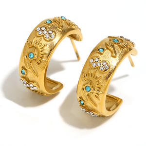 Avrupa amerikan ins-tarzı moda benzersiz High-End çok yönlü kadın takı seti paslanmaz çelik kaplama 18K altın zirkon - Product Image 5