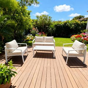 Sofá de aluminio tejido de malla de dos plazas de tamaño pequeño nórdico, juego de sofá para balcón y jardín al aire libre - Product Image 5