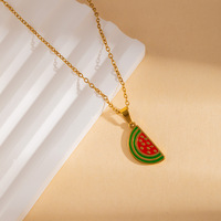 Ocean Animal Emaille Fruit Ketting 18k Goud Verguld Fruit Kersen Aardbei Dames RVS Ketting