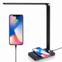 Support de chargeur sans fil moderne, lampe de bureau LED, fonctionne sur batterie, commande tactile intelligente DC, flexible, simple, en aluminium, écologique