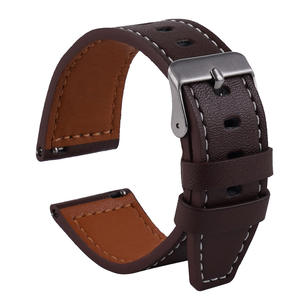 Bracelet de <span class=keywords><strong>montre</strong></span> classique en cuir PU marron noir à dégagement rapide universel 20mm 22mm bracelet de <span class=keywords><strong>montre</strong></span> en cuir microfibre plat avec lignes - Product Image 6