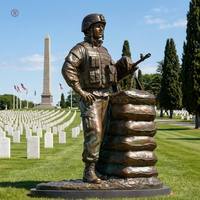 Statue en bronze classique sur mesure pour mémorial de guerre de jardin, avec monument en forme de mitrailleuse