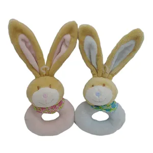 Cute Designed Plush rattle rabbit rattle with long ears