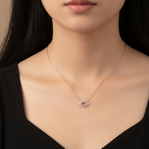 Collar de Alta Calidad, Minimalista, Hecho a Mano, para Uso Diario, con Diamante Natural Auténtico y Colgante de Oro Rosa de 18K - Product Image 1