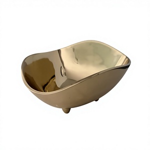 Bol à fruits personnalisable sur pied, vaisselle de présentation, bol doré pour servir biscuits et snacks, design moderne, décoration intérieure - Product Image 1