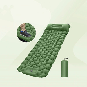 Inflatable Camping Sleeping Pad Air Mattress Portable Lightweight Green Outdoor Travel <b>Bed</b> for Tent Use - Product Image 4