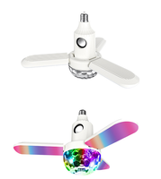 Lumière de Fête Lampe Disco 40W 50W LED Ampoule Pliable Ventilateur 4 Feuilles avec Télécommande Lumière RGB Haut-Parleur Musique Déformable E27