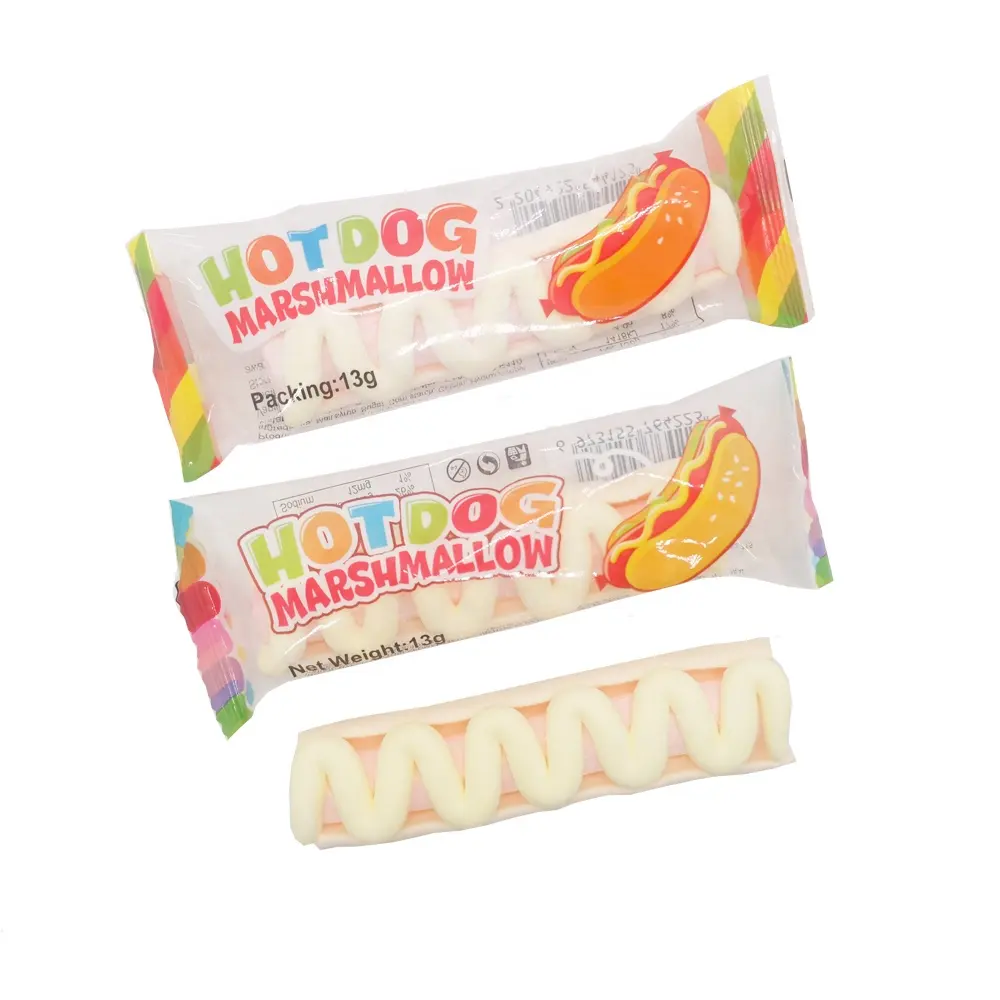 Hot Dog a forma di marshmallow dolci fabbrica di caramelle con pacchetto individuale