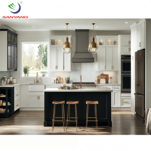 Fabricant d'armoires de cuisine thaïlandais Armoire de cuisine américaine RTA personnalisée bon marché en bois massif Armoire de cuisine - Product Image 3