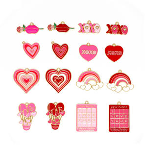 Dudak Şeklinde Sıcak Hava Balonu Buketi DIY Sevgililer Günü Aşk Gökkuşağı Alaşımlı Yağ Damlası Çanta Süsleri Kalp Balon Şekilleri Karışık Kolye Ucu - Product Image 5