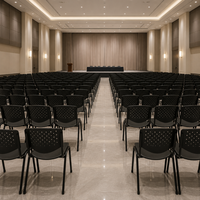 Chaise d'entraînement empilable en plastique avec dossier ergonomique à motif triangulaire et structure en acier pour salle de classe, salle de conférence