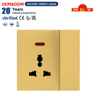 Prise murale multifonction avec indicateur néon, couleur or, alimentation universelle, interrupteurs intégrés – Fournisseur OEM