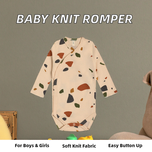 Mono de bebé personalizado al por mayor del fabricante, pelele de manga larga con botones para niños y niñas, de verano, tejido con estampado por transferencia térmica - Product Image 2