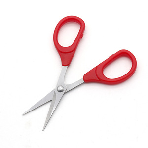 Household Scissors Red Stainless Steel Straight Head Office Student Art Use Portable Small Size - Product Image 2