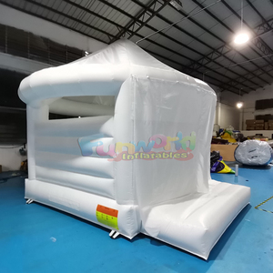 Outdoor party jumping bouncy castle white <b>inflatable</b> wedding bouncer house with curtain decoration - Product Image 3