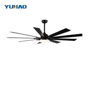 Energy Saving US Standard 72 Inch 6 Speed 9 Blades DC Motor Black Living Room ETL Listed Led Ceiling Fan With Light