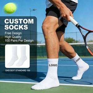 Calcetines Deportivos de Algodón Blanco Personalizados Populares, Calcetines de <span class=keywords><strong>Tenis</strong></span> con Logotipo Personalizado <span class=keywords><strong>para</strong></span> <span class=keywords><strong>Hombre</strong></span> - Product Image 1