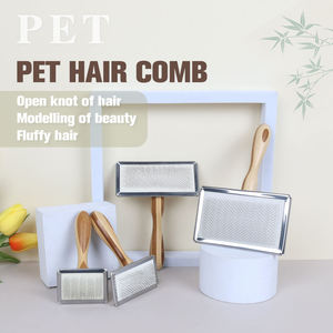 <span class=keywords><strong>Brosse</strong></span> à poils pour animaux de compagnie en bois avec logo personnalisé, peigne de toilettage pour chien et chat, <span class=keywords><strong>brosse</strong></span> à poils en acier inoxydable pour massage - Product Image 4