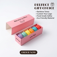 Boîte à macarons coulissante personnalisable et recyclable, emballage pour biscuits pastel, idéale pour la pâtisserie et le rangement de friandises.