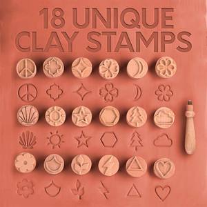 Timbro modello di argilla stampo in argilla timbro in legno personalizzato manico in legno strumenti di ceramica timbri in argilla - Product Image 2