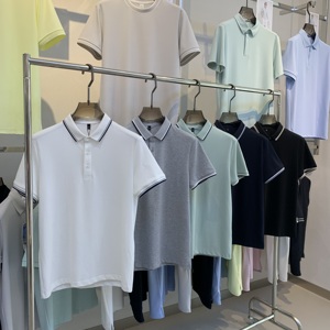 T-shirt en coton tricoté, boutons mats, poignets côtelés anti-déformation, respirant, haut de <span class=keywords><strong>golf</strong></span> professionnel, polo pour homme avec col contrasté - Product Image 1