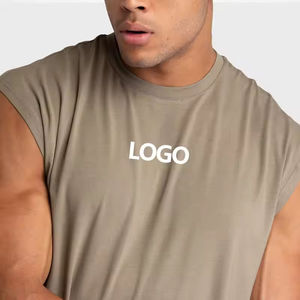 ارتفاع غسل الشارع سترة قطع بيع بالجملة عالية الجودة فارغة الرجال قميص بلا أكمام ، قطن ، GSM الرياضة تانك الأعلى للصالة الرياضية - Product Image 1