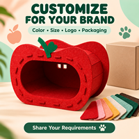 Maison pour chat en feutre en forme de pomme, lit cachette d'intérieur pour chat avec entrée large, couleur personnalisée, mobilier pour animaux de compagnie en gros