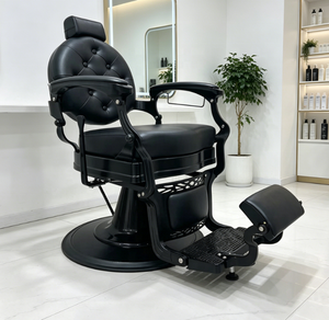Modern Men's Vintage European Oil Head Barber Chair Heavy-duty Hydraulic Pump Leather Seat Reclining 360 Degree Swivel Folding - Product Image 1