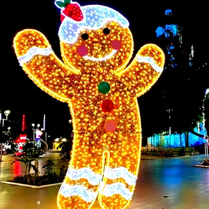 ไฟประดับรูปคนขนมปังขิง LED 2 มิติ สำหรับตกแต่งถนนการค้า ห้างสรรพสินค้า โรงแรม และโครงการตกแต่งเทศกาลต่างๆ - Product Image 1