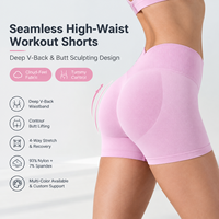 Shorts de yoga côtelés sans couture pour femmes, shorts de sport et de cyclisme, contrôle abdominal, extensibles dans quatre directions, en nylon extensible