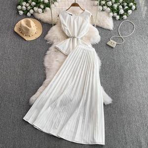 Ensemble jupe plissée taille haute et débardeur sans manches <span class=keywords><strong>nouvelle</strong></span> <span class=keywords><strong>collection</strong></span> mode été pour <span class=keywords><strong>femme</strong></span> - Product Image 6