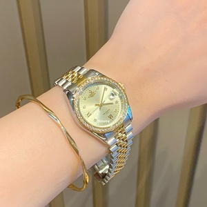 Orologio al Quarzo di <span class=keywords><strong>Lusso</strong></span> alla Moda per <span class=keywords><strong>Donna</strong></span> con Diamanti, Quadrante con Calendario, 31mm, Cinturino in Lega Bicolore, Resistente all'Acqua 30M - Product Image 3