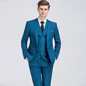 Conjunto de traje de negocios de tres piezas ajustado para <span class=keywords><strong>hombre</strong></span>, traje de padrino de un solo pecho, chaqueta de boda, chaleco, pantalón - Product Image 1