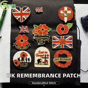 Patch brodé personnalisé en polyester fait main, texture premium, pour le Jour de la Commémoration, thermocollant pour chapeaux - Product Image 2