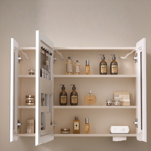 New French-Style Cream Stainless Steel and Ceramic Integrated Basin <b>Smart</b> <b>Mirror</b> Wall-Mounted Bathroom Vanity - Product Image 4