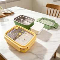 Boîte à lunch portable, étanche, micro-ondable, 800 ml, écologique, de qualité alimentaire, avec couvercles en plastique pour enfants, étudiants, employés de bureau, maison