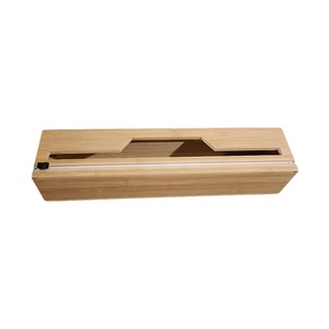 Bamboo And Wood Storage Box Bamboo Wrap Dispenser With Cutter Foil Dispenser