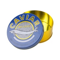 Boîte de conserve de caviar personnalisée en gros, en fer blanc rond de qualité alimentaire, emballage métallique pour caviar, étui de rangement en métal