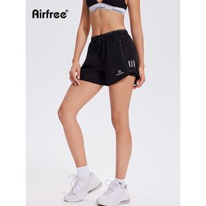 FOXA Women's <b>Drawstring</b> Sports Shorts Black Quick Dry With Pockets For Running Workout - Product Image 2
