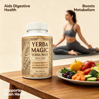 Capsules de Yerba Maté Pur OEM, Complément Herbal Quotidien pour le Bien-être, 60 Gélules pour l'Énergie et la Vitalité
