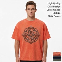 T-shirt pour homme à col rond, coupe décontractée, style streetwear, délavé à l'acide, haute qualité, design OEM personnalisé, motif imprimé DTG, coupe oversize