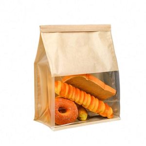 Sac en papier biodégradable réutilisable avec fenêtre pour pain, emballage promotionnel - Product Image 2