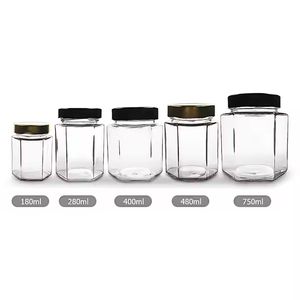 Nhà Bếp Sử Dụng Rỗng Lưu Trữ <span class=keywords><strong>Jar</strong></span> Hình Lục Giác Hình Dạng Thủy Tinh Mật Ong <span class=keywords><strong>Jar</strong></span> Với Kim Loại Cao Nắp 180Ml 280Ml <span class=keywords><strong>400Ml</strong></span> 480Ml 750Ml - Product Image 1