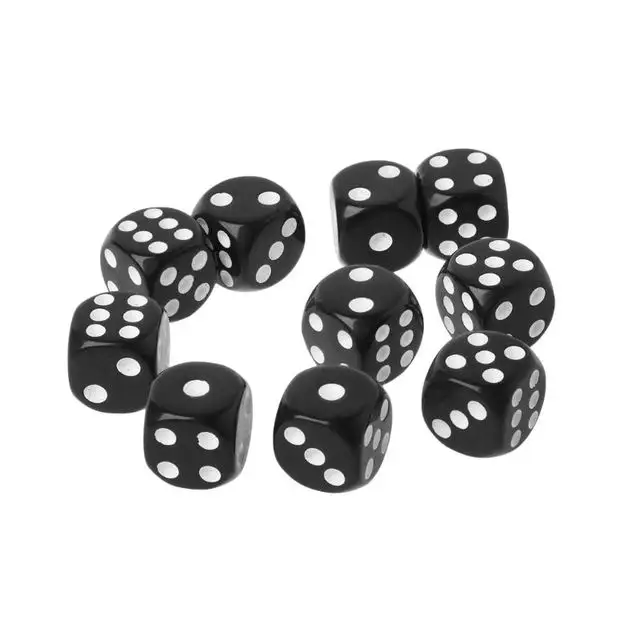 Großhandel 16mm Acryl Würfel Schwarz 6-seitige Casino Poker Spiel Bar Party Würfel Multi Sides Würfel für Brettspiel